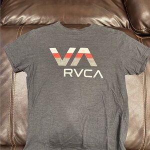 RVCA Gray T-Shirt with Red and White Logo